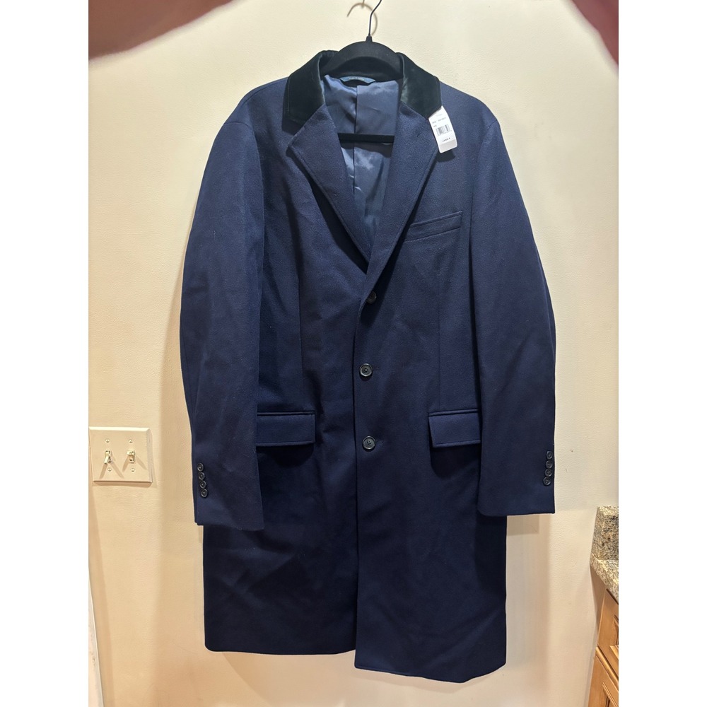 NWT Brooks Brothers United Airlines Navy Wool Velvet Collar Overcoat Large